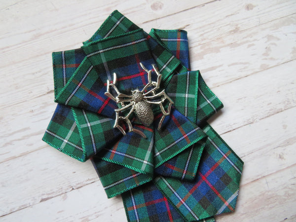 Large Tartan Ruffle Rosette Brooch Pin/ Clip - Made to Order