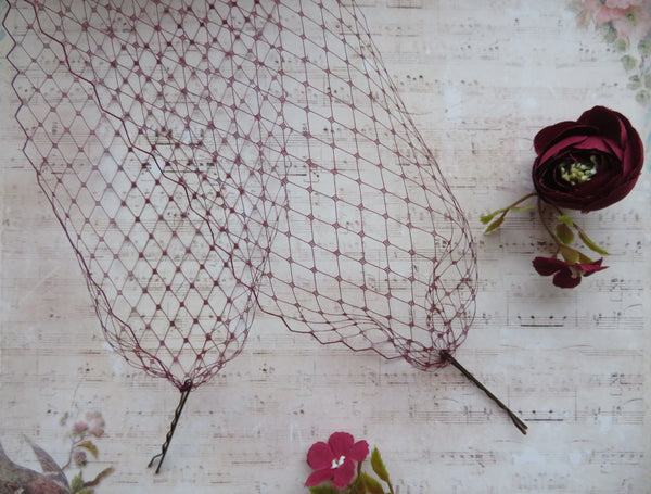 Dark Burgundy Narrow Veil