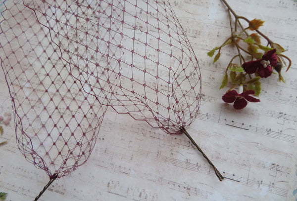 Dark Burgundy Narrow Veil