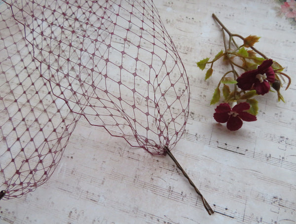 Dark Burgundy Narrow Veil