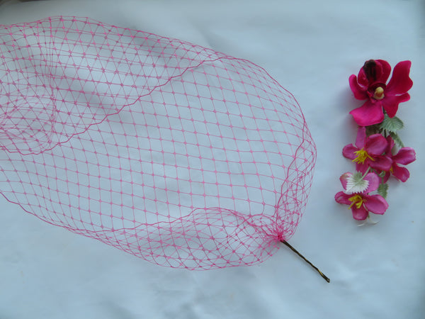 Cerise Pink Bandeau Veil