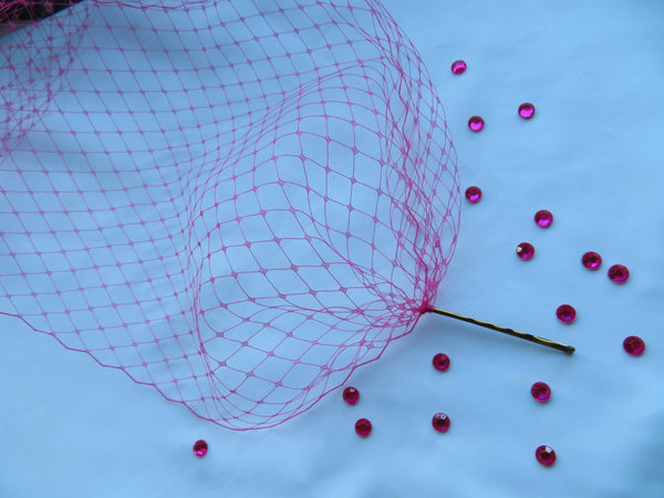 Cerise Pink Bandeau Veil