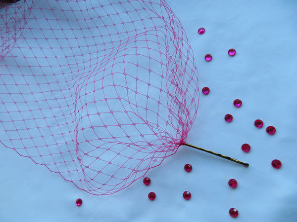 Cerise Pink Bandeau Veil