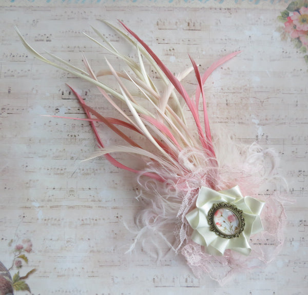 Ivory and Rose Pink Florence Regency Headpiece