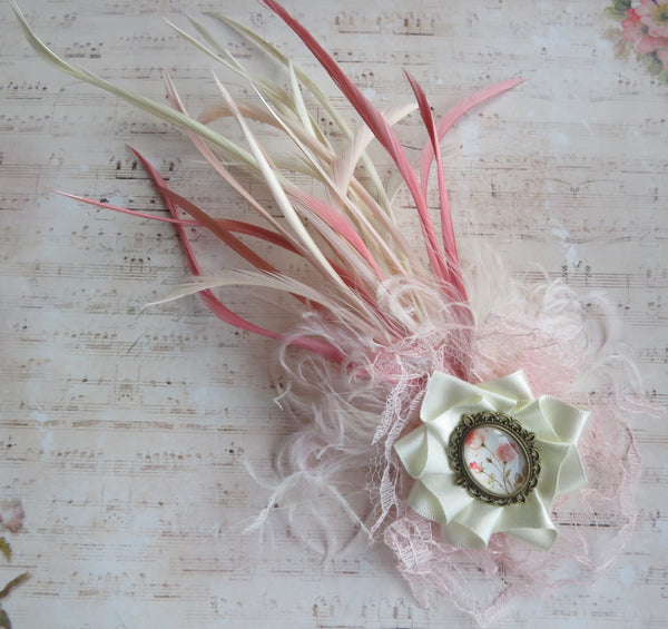 Ivory and Rose Pink Florence Regency Headpiece