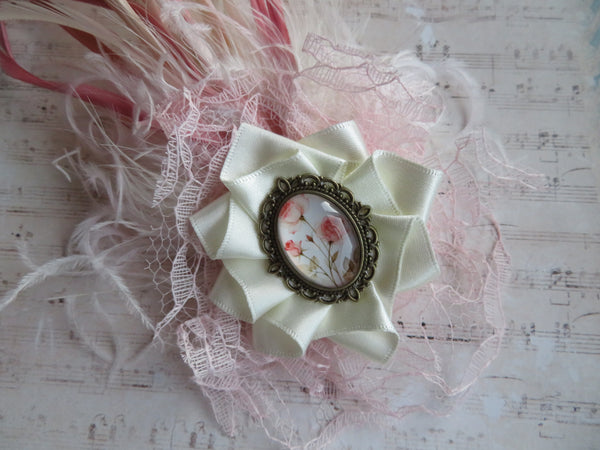 Ivory and Rose Pink Florence Regency Headpiece