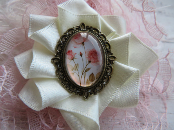 Ivory and Rose Pink Florence Regency Headpiece