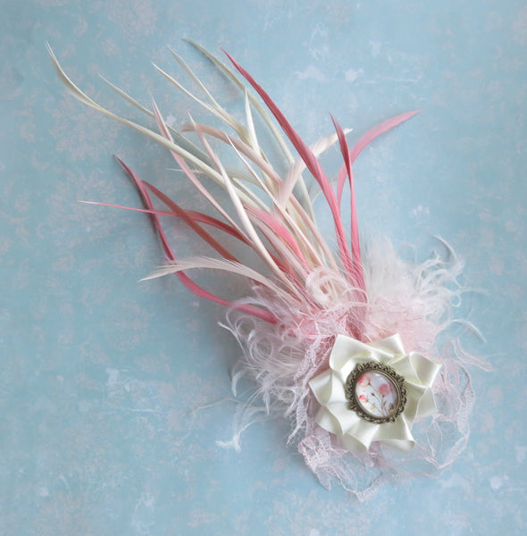 Ivory and Rose Pink Florence Regency Headpiece
