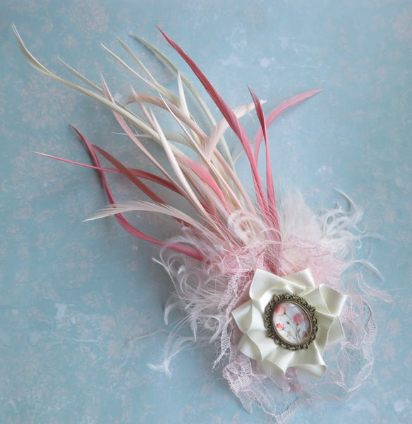 Ivory and Rose Pink Florence Regency Headpiece