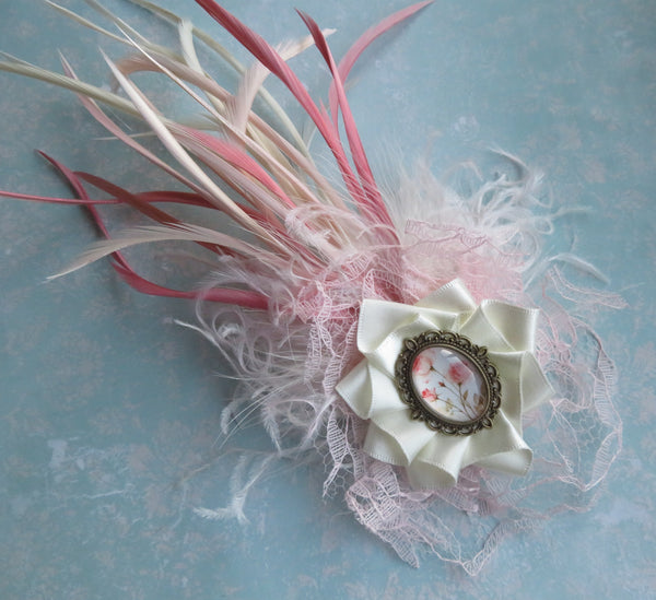 Ivory and Rose Pink Florence Regency Headpiece