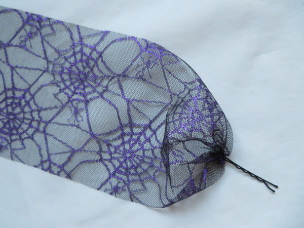 Black & Purple Cobweb Narrow Veil