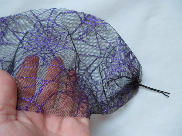 Black & Purple Cobweb Narrow Veil