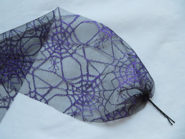 Black & Purple Cobweb Narrow Veil