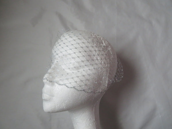 Metallic Silver Narrow Bandeau Eye Veil