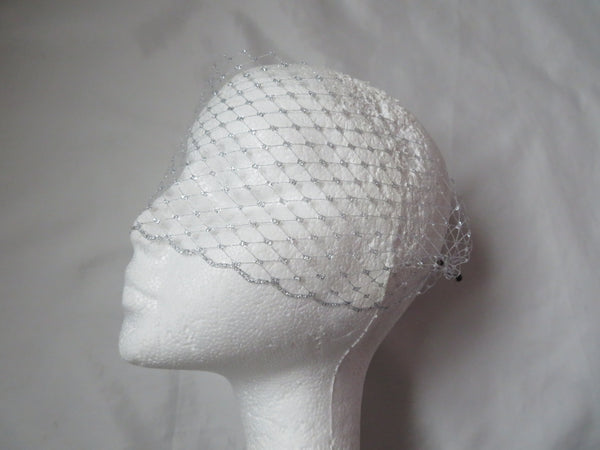 Metallic Silver Narrow Bandeau Eye Veil