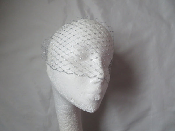 Metallic Silver Narrow Bandeau Eye Veil