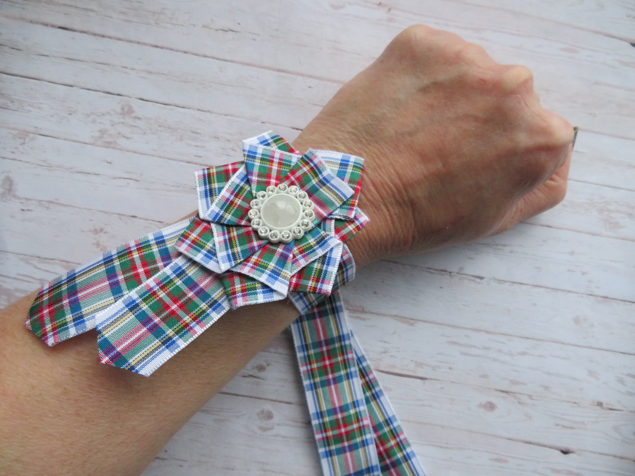 Dress Stewart Tartan Wrist Corsage