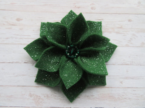 Holly Glitter Audrey Felt Flower Hair Clip or Brooch