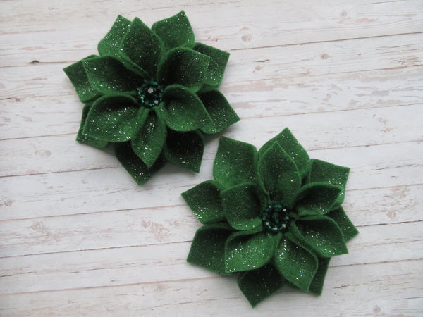 Holly Glitter Audrey Felt Flower Hair Clip or Brooch