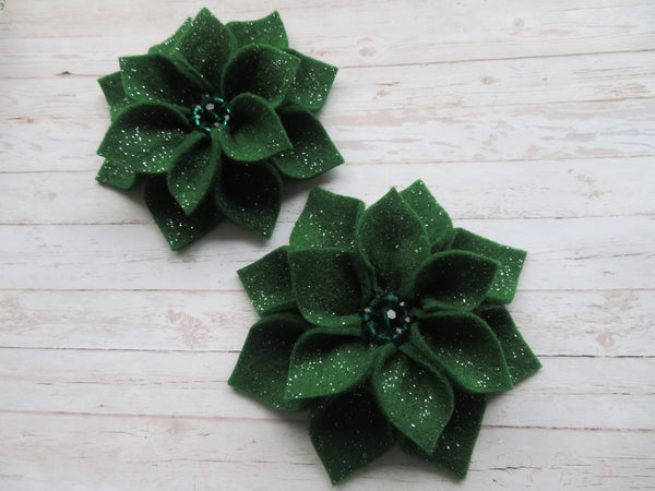 Holly Glitter Audrey Felt Flower Hair Clip or Brooch