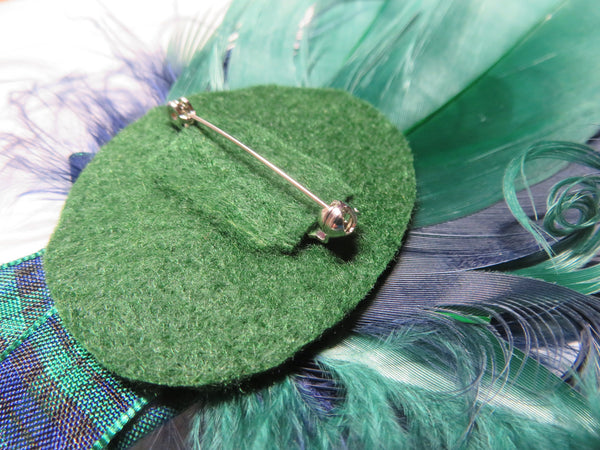 Black Watch Tartan Ruffle & Feather Brooch