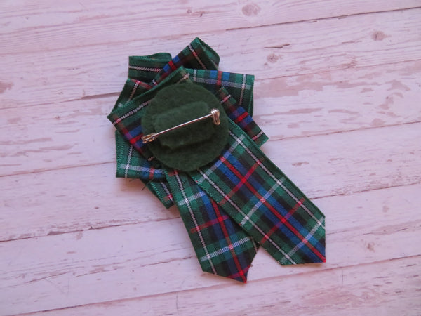 Rose Tartan Ribbon Ruffle Pentagram Brooch