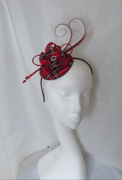 Red Royal Stewart Tartan Tamara Fascinator