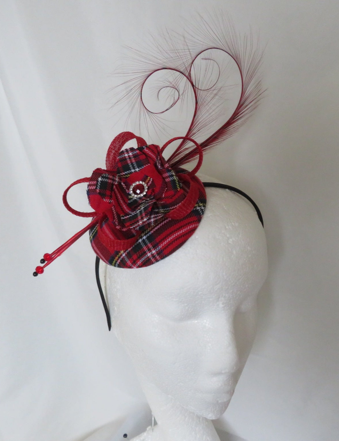 Red Royal Stewart Tartan Tamara Fascinator