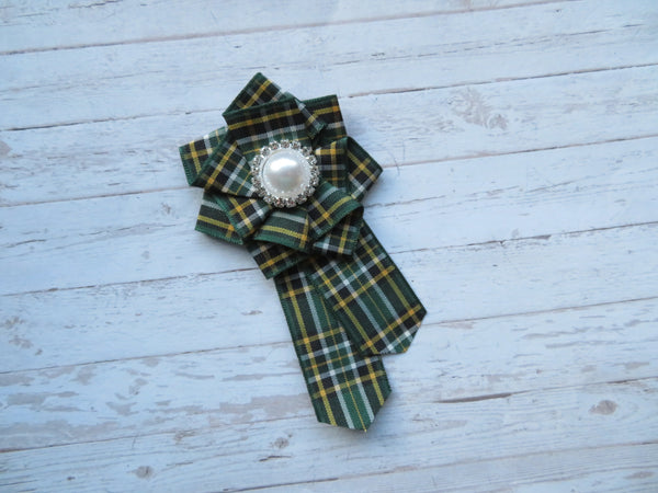 Irish National Tartan Ruffle Brooch