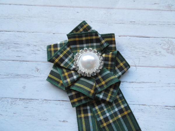 Irish National Tartan Ruffle Brooch