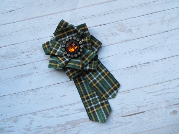 Irish National Tartan Ruffle Brooch