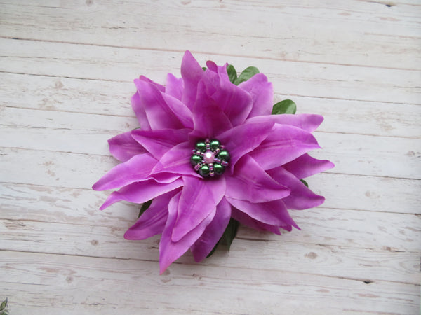 Dark Lavender Penny Blossom Hair Clip