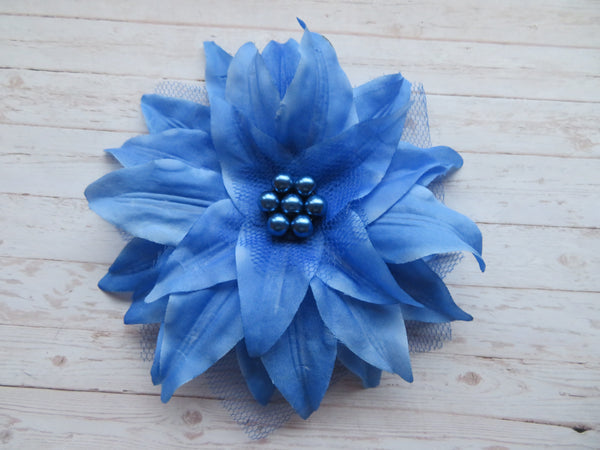 Pale Sapphire Blue Penny Blossom Hair Clip