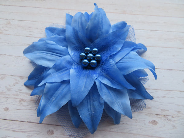 Pale Sapphire Blue Penny Blossom Hair Clip