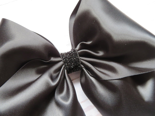 Black Matte Satin Hair Bow