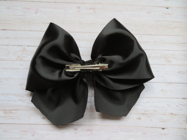 Black Matte Satin Hair Bow