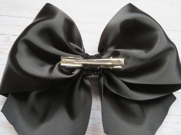 Black Matte Satin Hair Bow