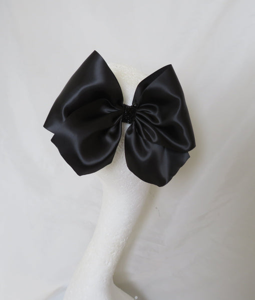 Black Matte Satin Hair Bow