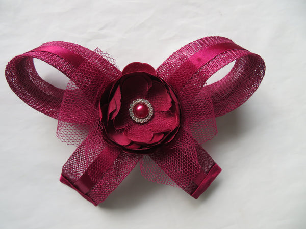 Burgundy Cynthia Bow Hair Clip