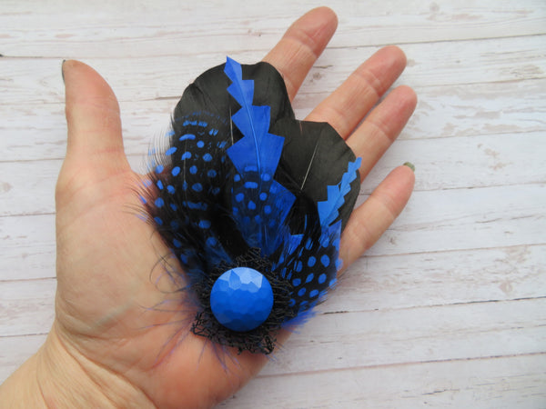 Sapphire Blue and Black Betsy Button Clip