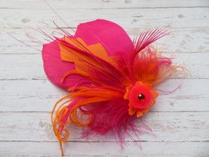 Orange and Cerise Pink Betsy Button Clip