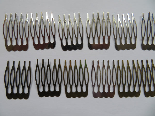 Silver & Antique Brass Small Hair Combs x 16 Imperfect