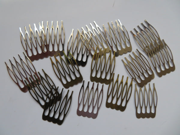 Silver & Antique Brass Small Hair Combs x 16 Imperfect