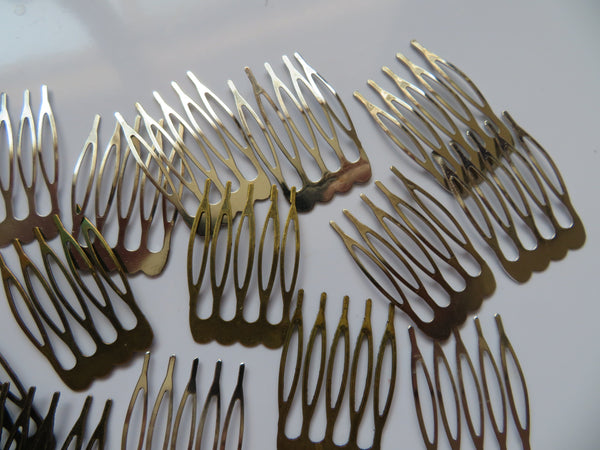 Silver & Antique Brass Small Hair Combs x 16 Imperfect