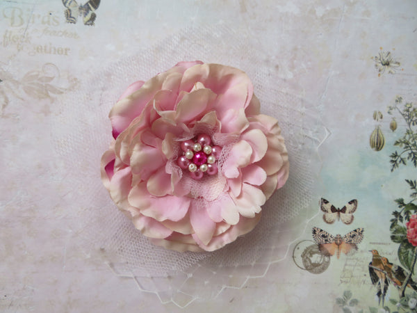 Pale Pink Rose Penny Blossom Clip