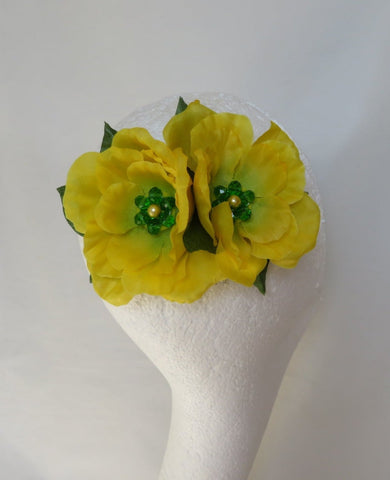 Yellow and Green Rose Penni Blossom Flower Comb