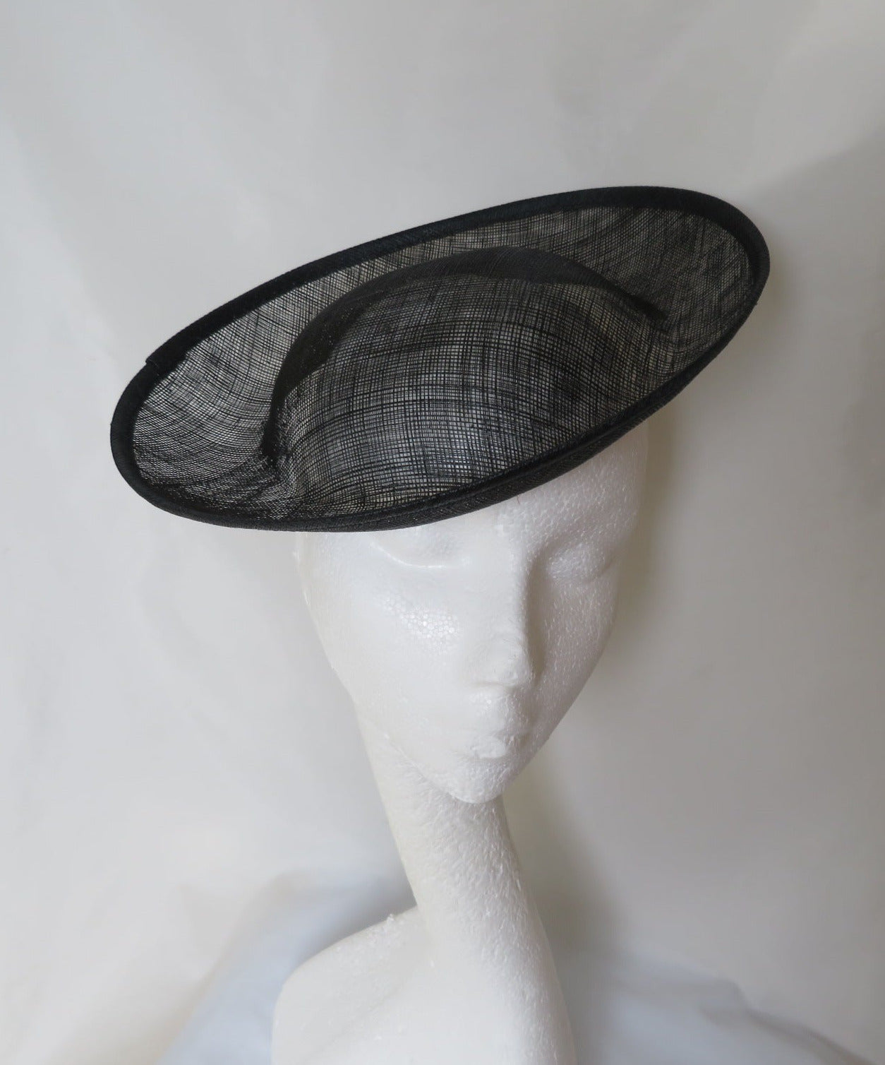 black saucer hat base with a domed crown perfect for hat making