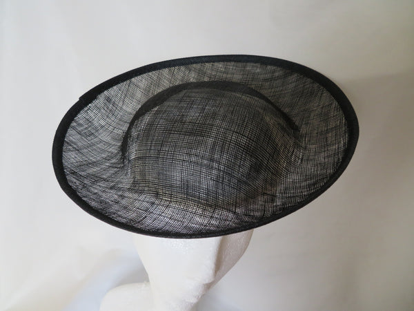 Black Sinamay Medium Saucer Crown Hat Base