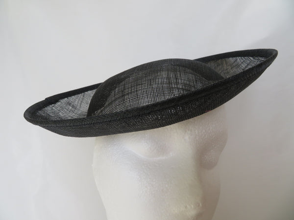 Black Sinamay Medium Saucer Crown Hat Base