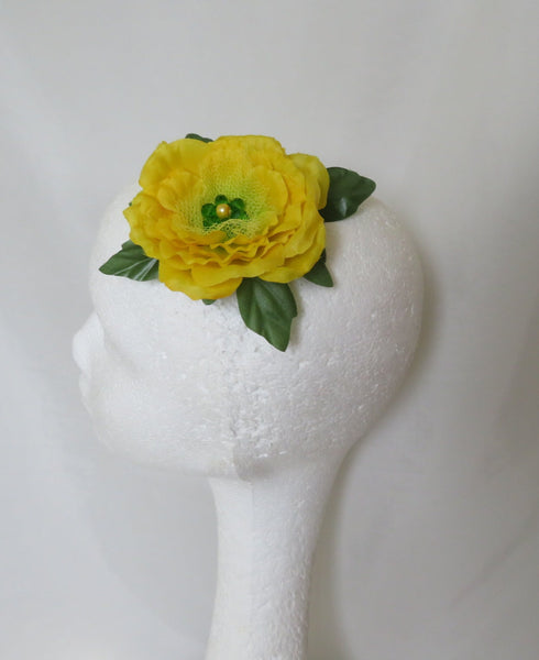 Yellow and Green Rose Flower Clip
